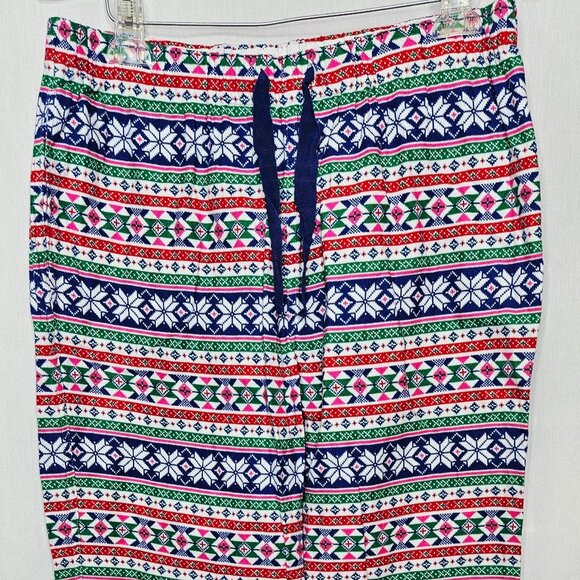 Lands' End Womens Holiday Fair Isle Pajama Set Long Sleeve Top Pants Medium Tall - Picture 9 of 12